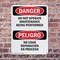 Signmission Do Not Operate Maintenance Bilingual Danger Sign, Aluminum, 10in W x 14in L, 2PK OS-2PACK-DS-A-1014-VS-1154 - alternate 8